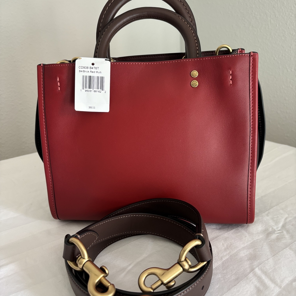 Coach Red and Brown Leather Satchel